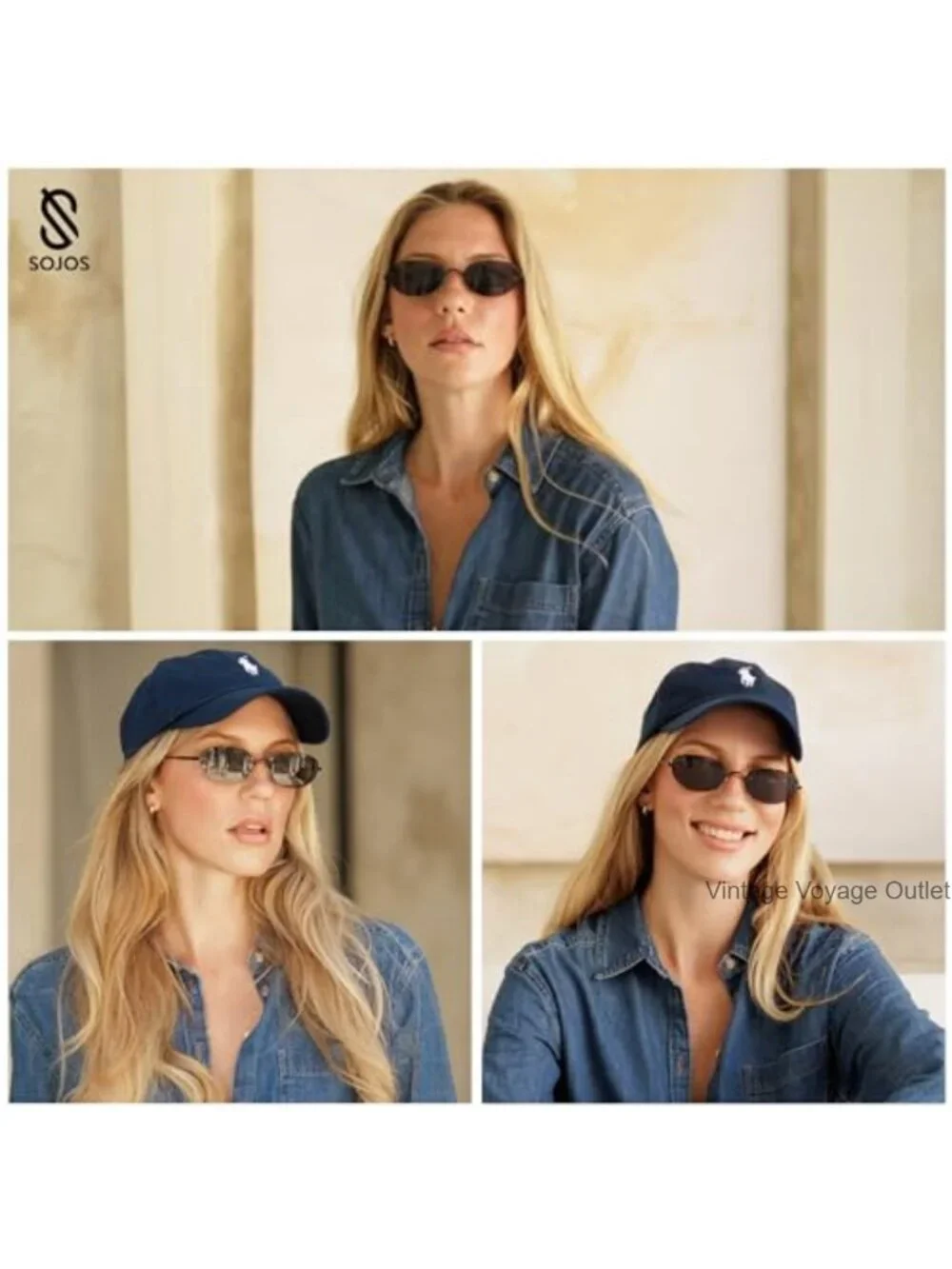 Retro Rimless Oval Sunglasses Women Trendy Narrow Shades UV Protection